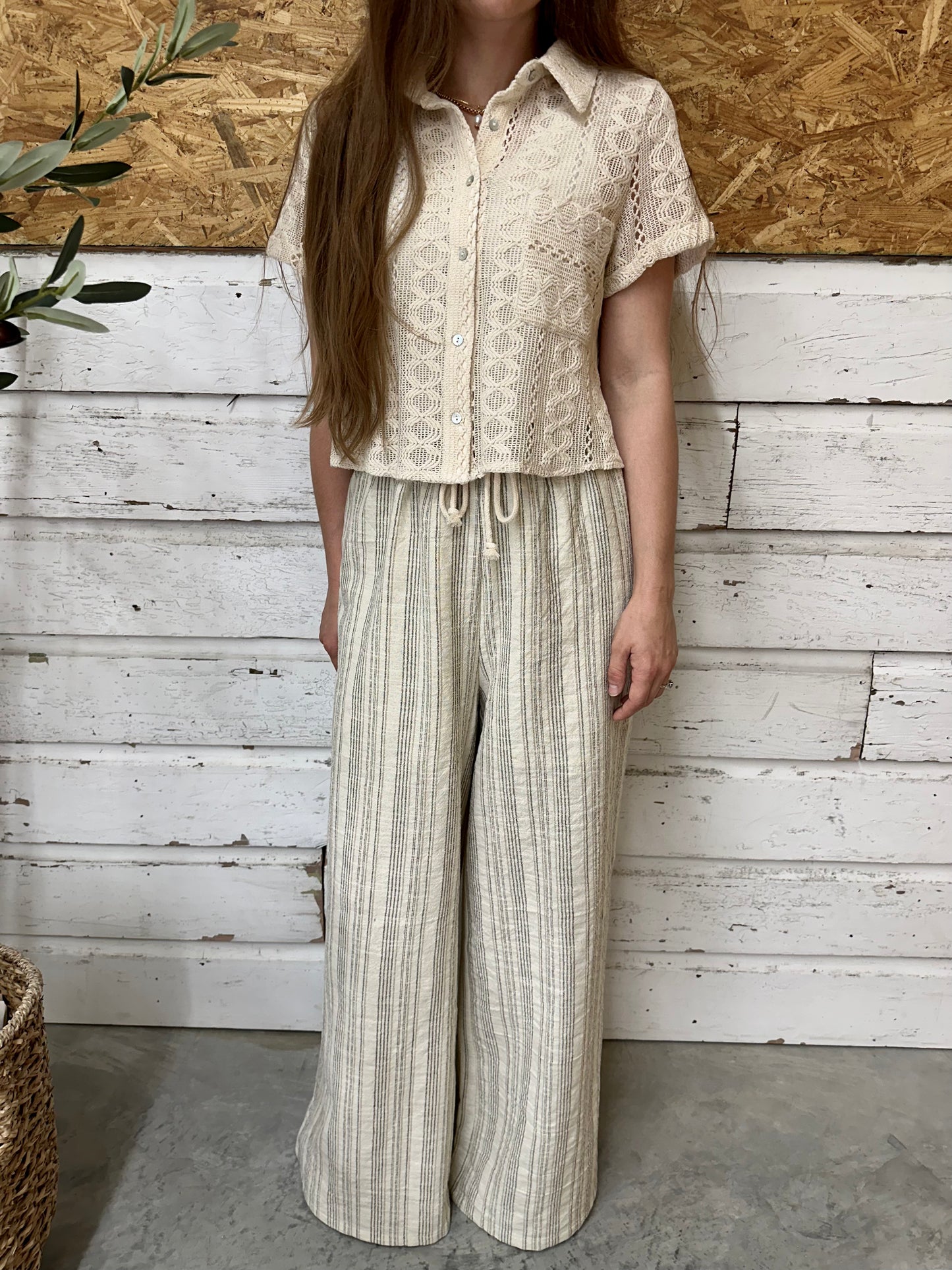 Maison Stripe Linen Blend Pants