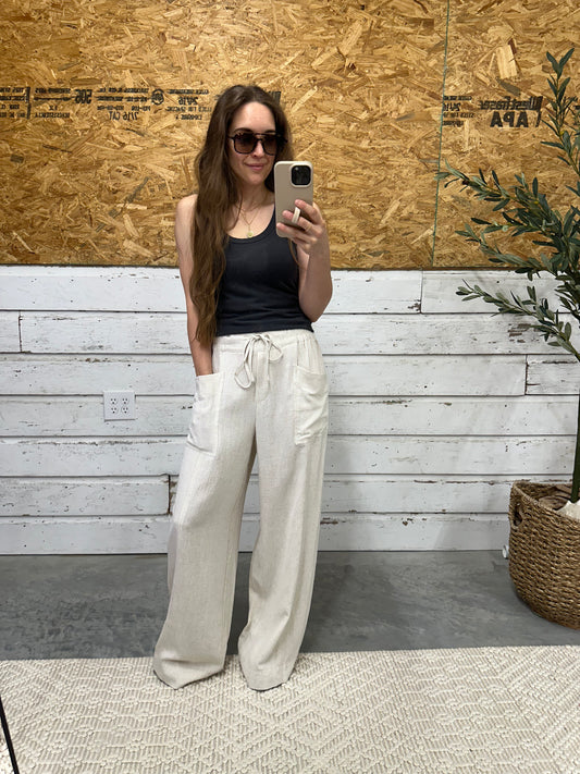 Linen Blend Everyday Pants in Oatmeal