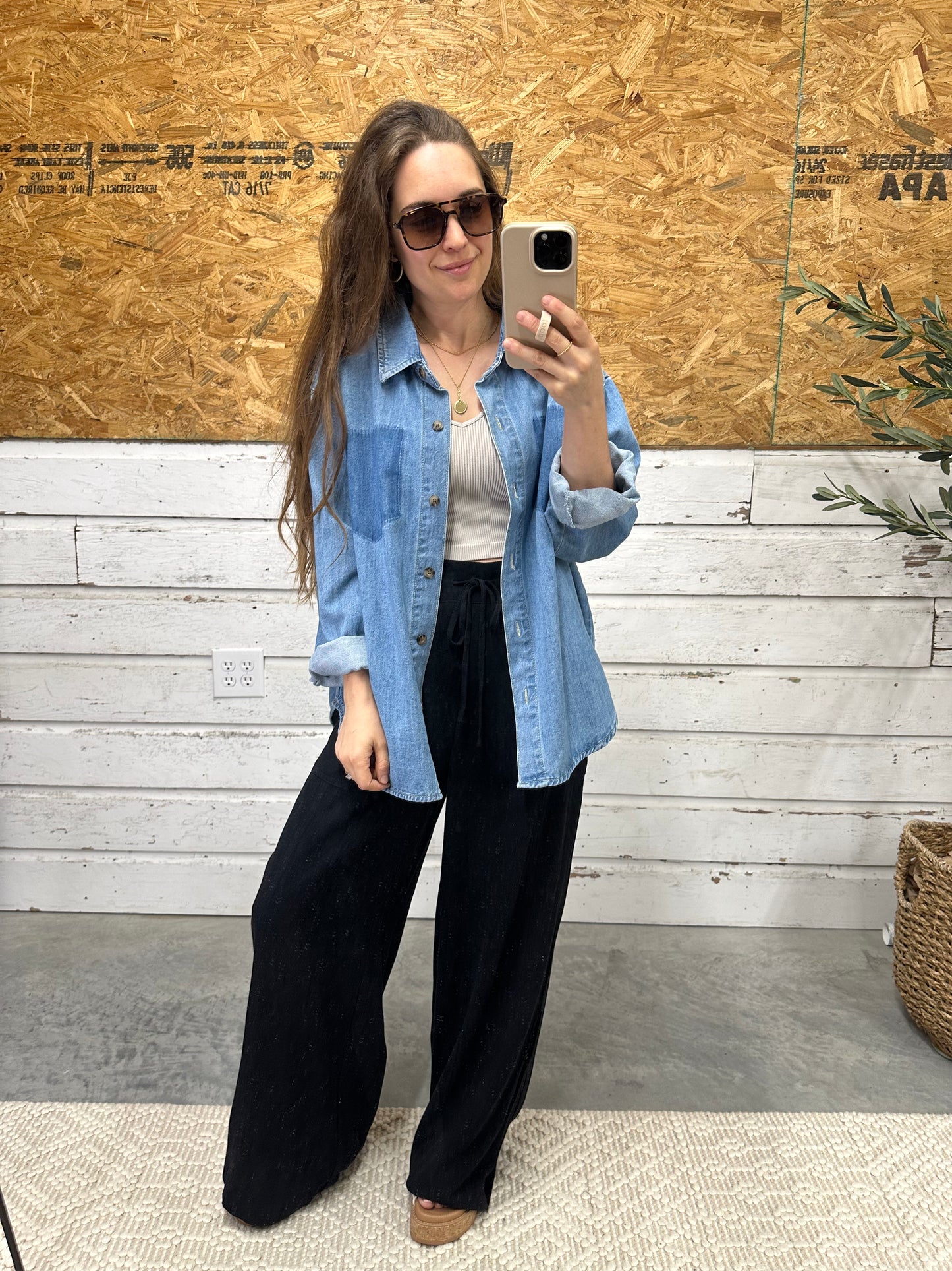The Linen Blend Everyday Pants in Black