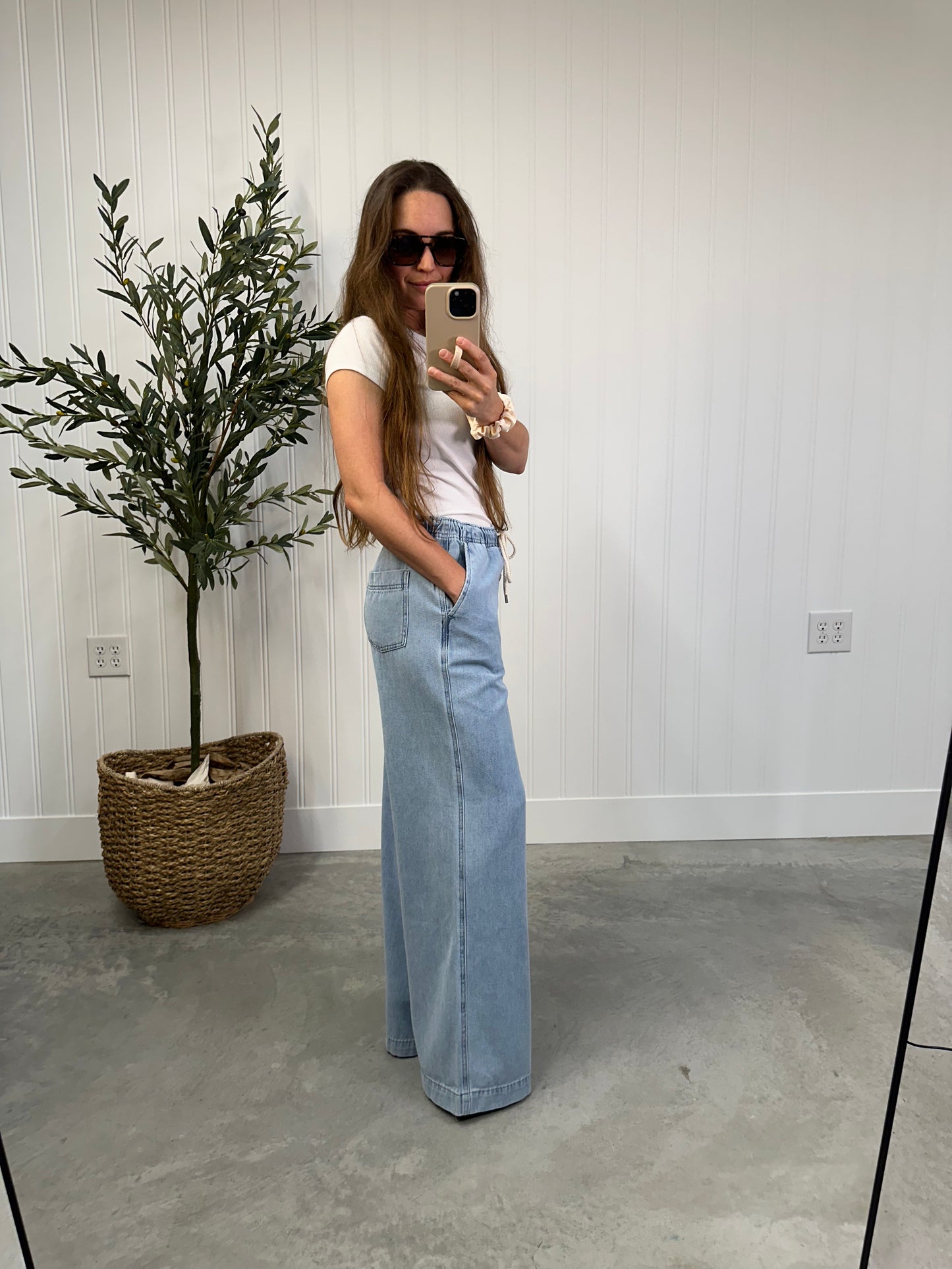 The Stevie Pull On Wide Leg Jeans