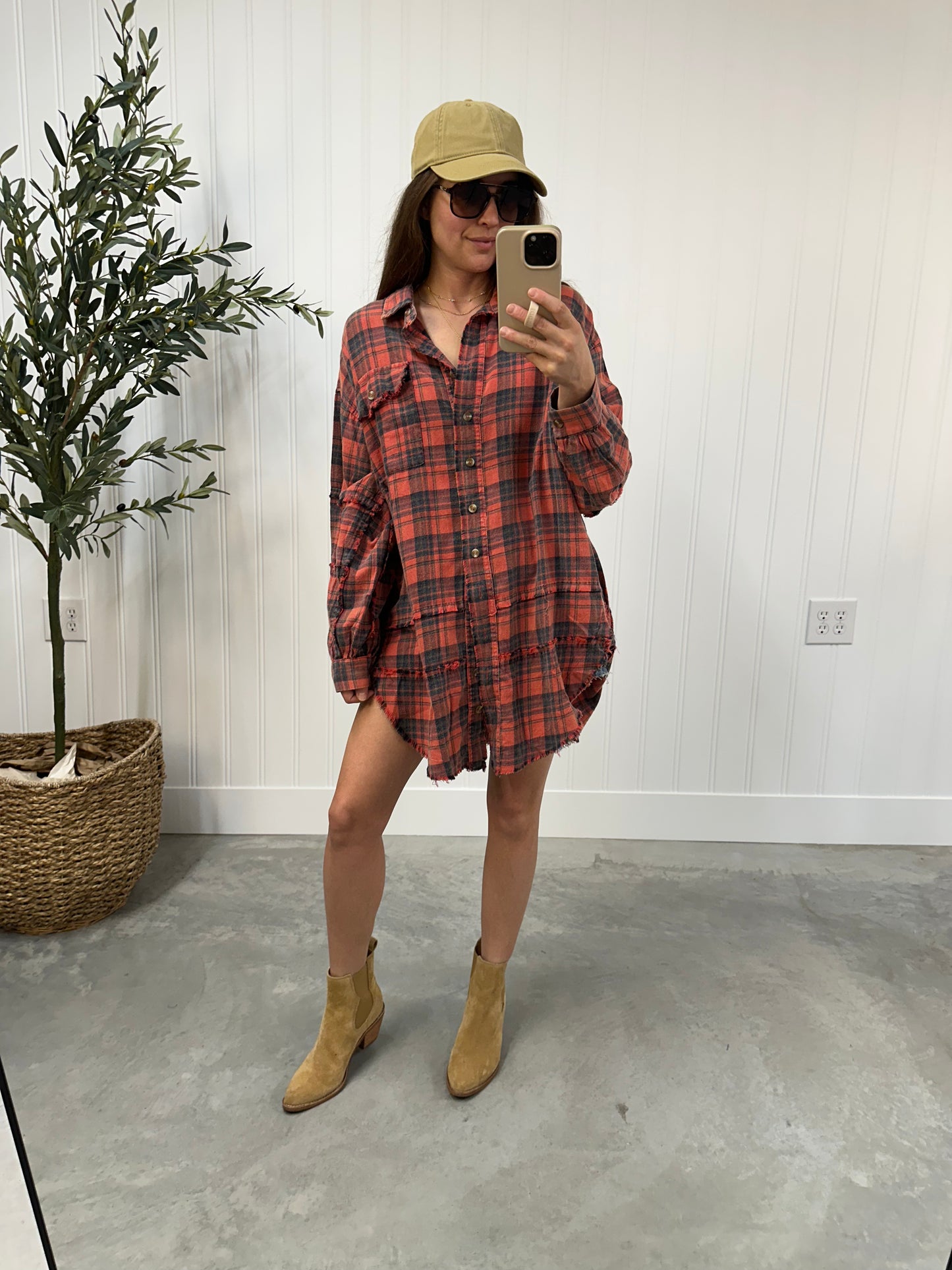Backroads Oversized Flannel in Claystone