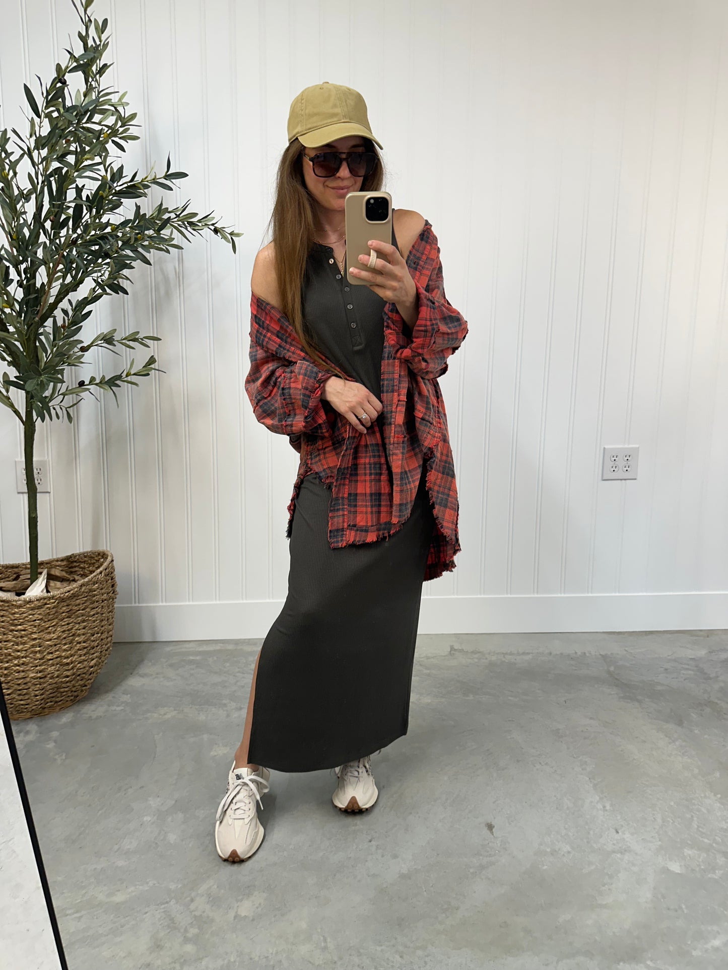 Backroads Oversized Flannel in Claystone