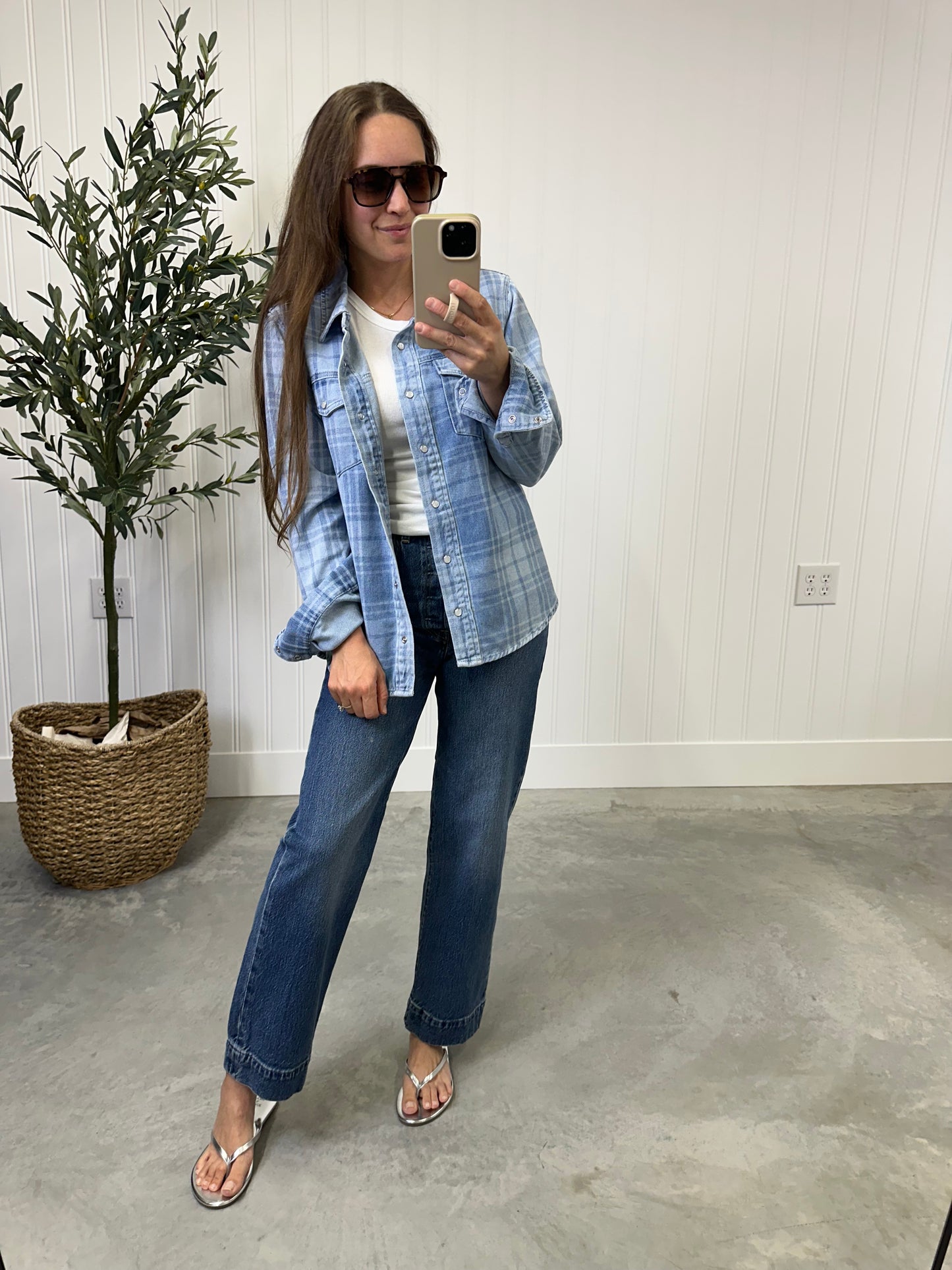 Levy Denim Plaid Shacket