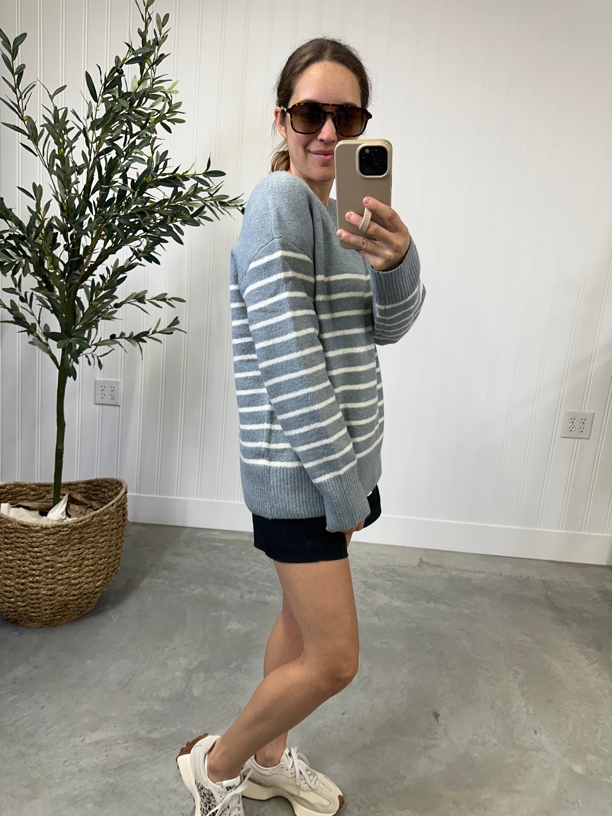 Steely Blue Striped Sweater