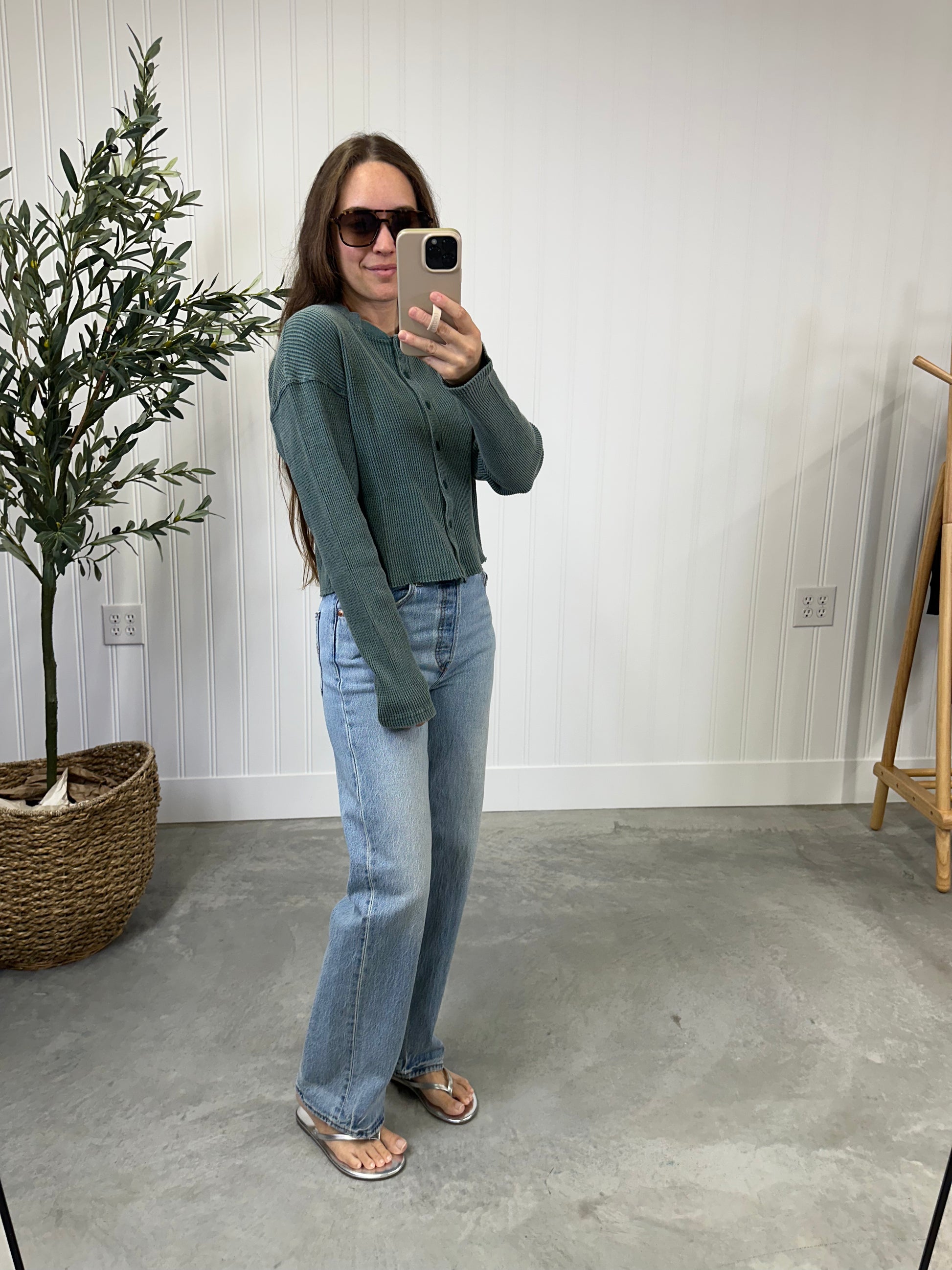 Evergreen Waffle Top