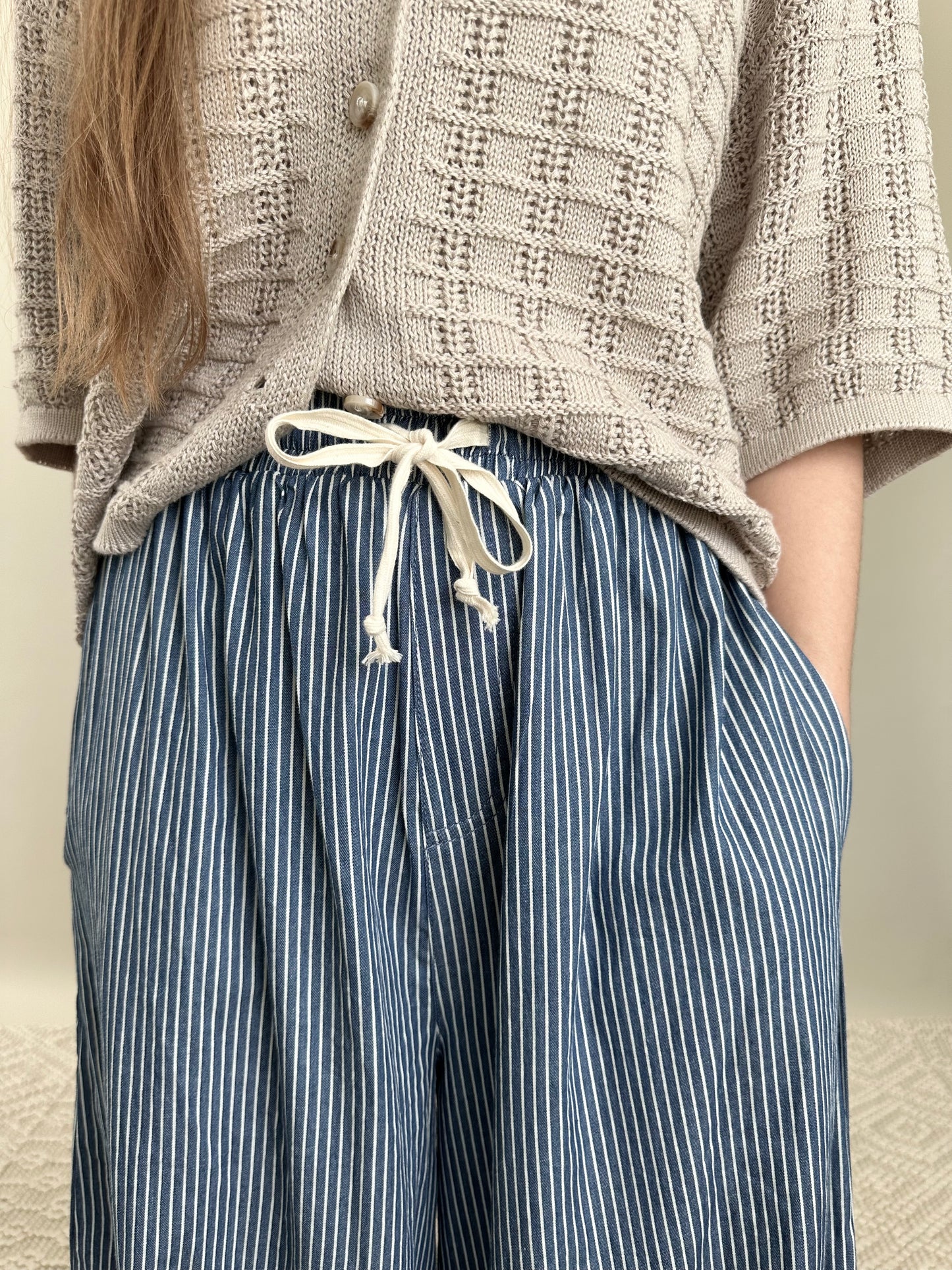 Marina Wide Leg Pants Striped Linen