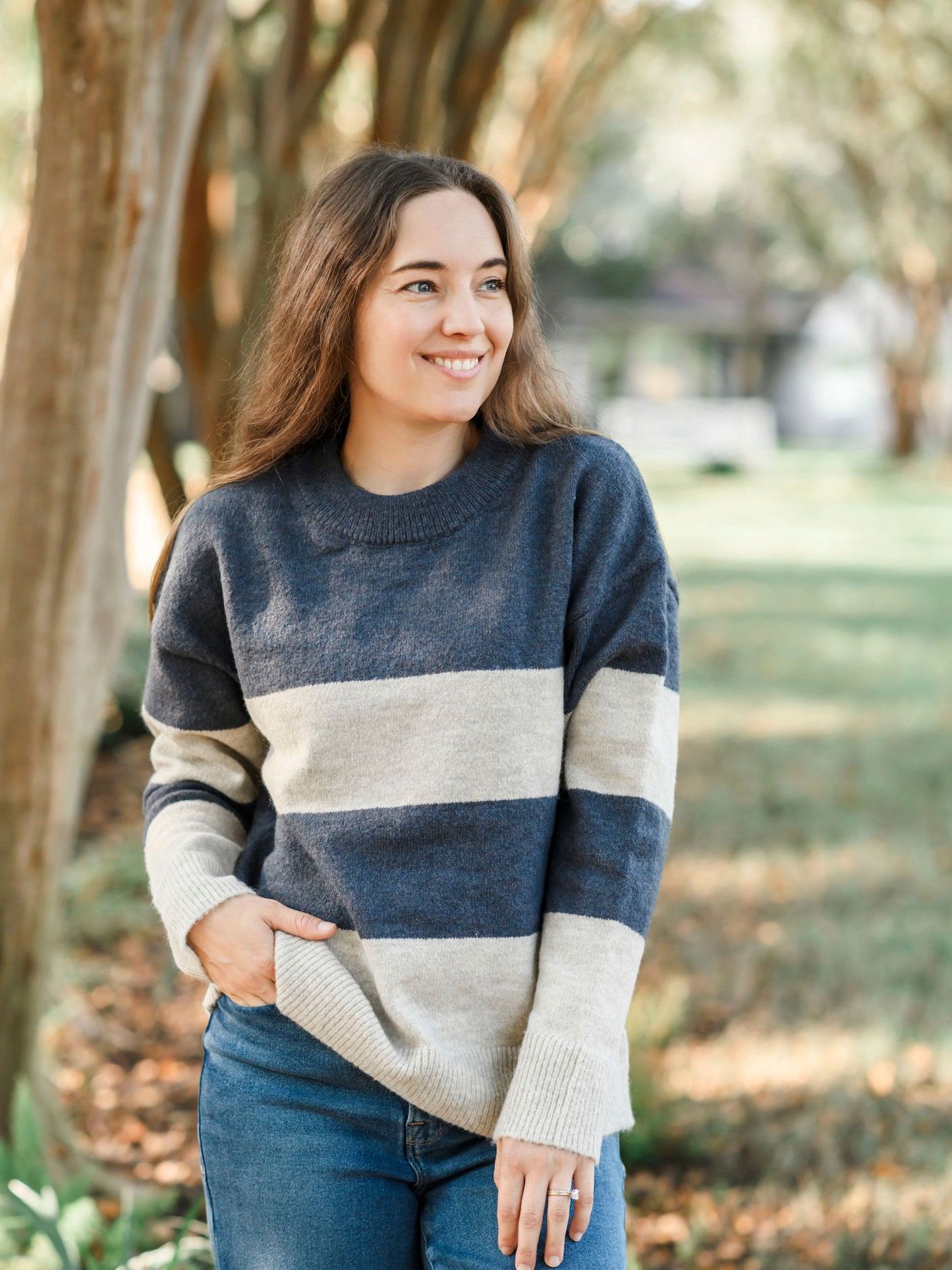 Wide Blue Stripe Sweater