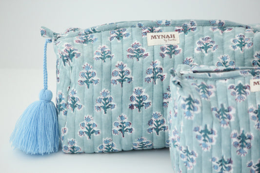 Pastel Blue Quilted Travel Bag