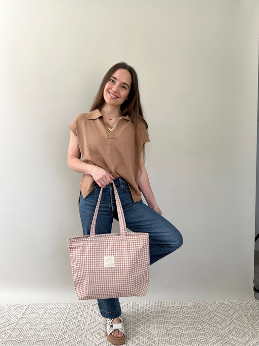 Chai Gingham Tote Bag