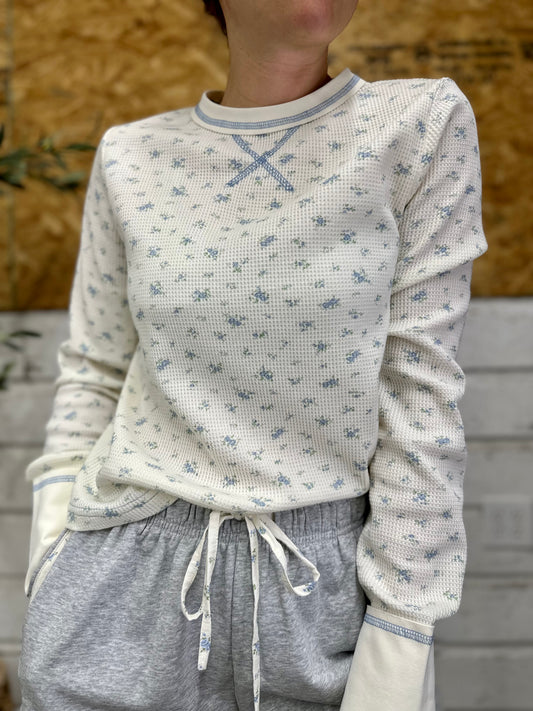 Ditsy Blue Floral Top