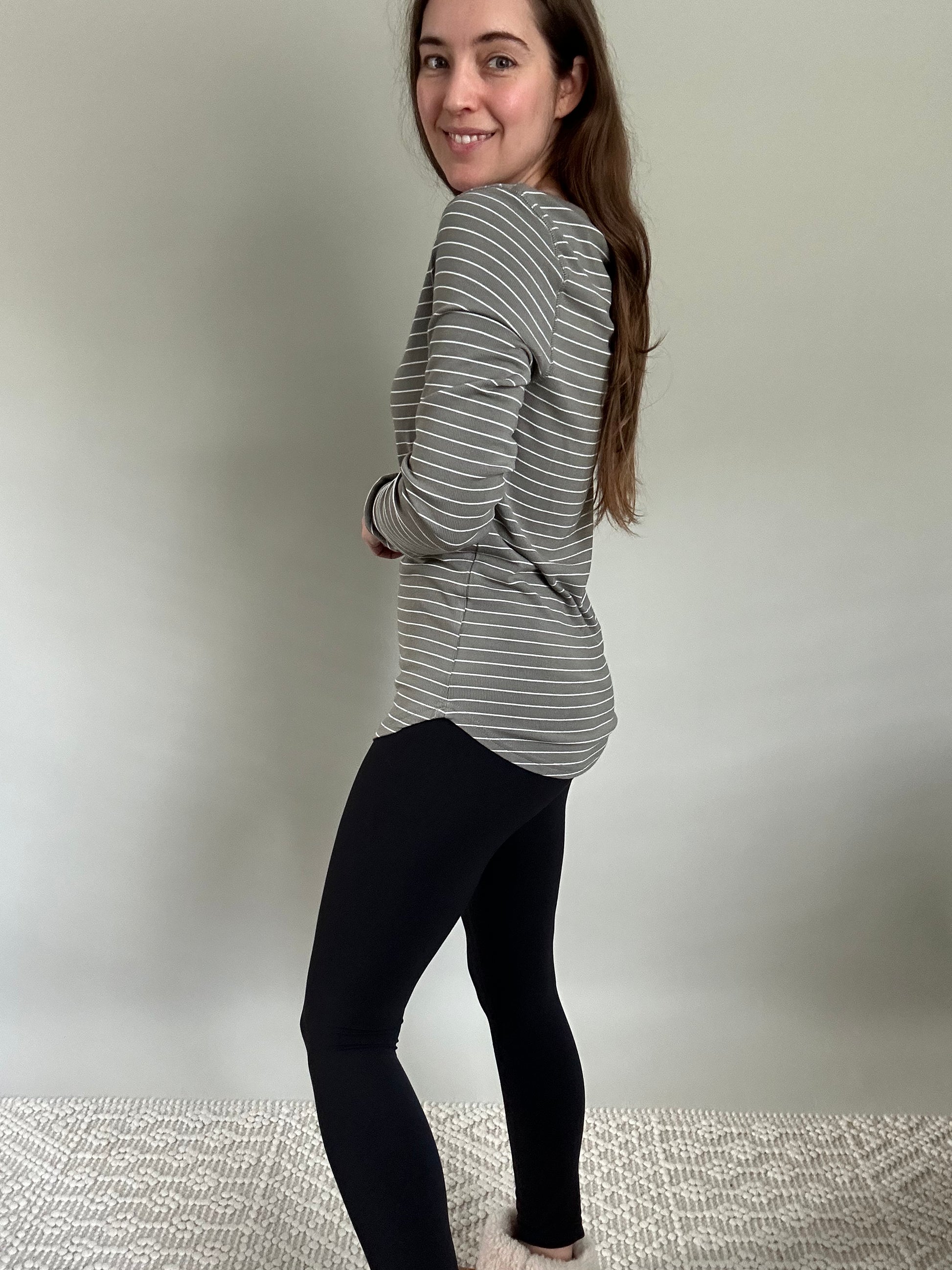 Emory Top - Olive and ivory Stripe long sleeve tee