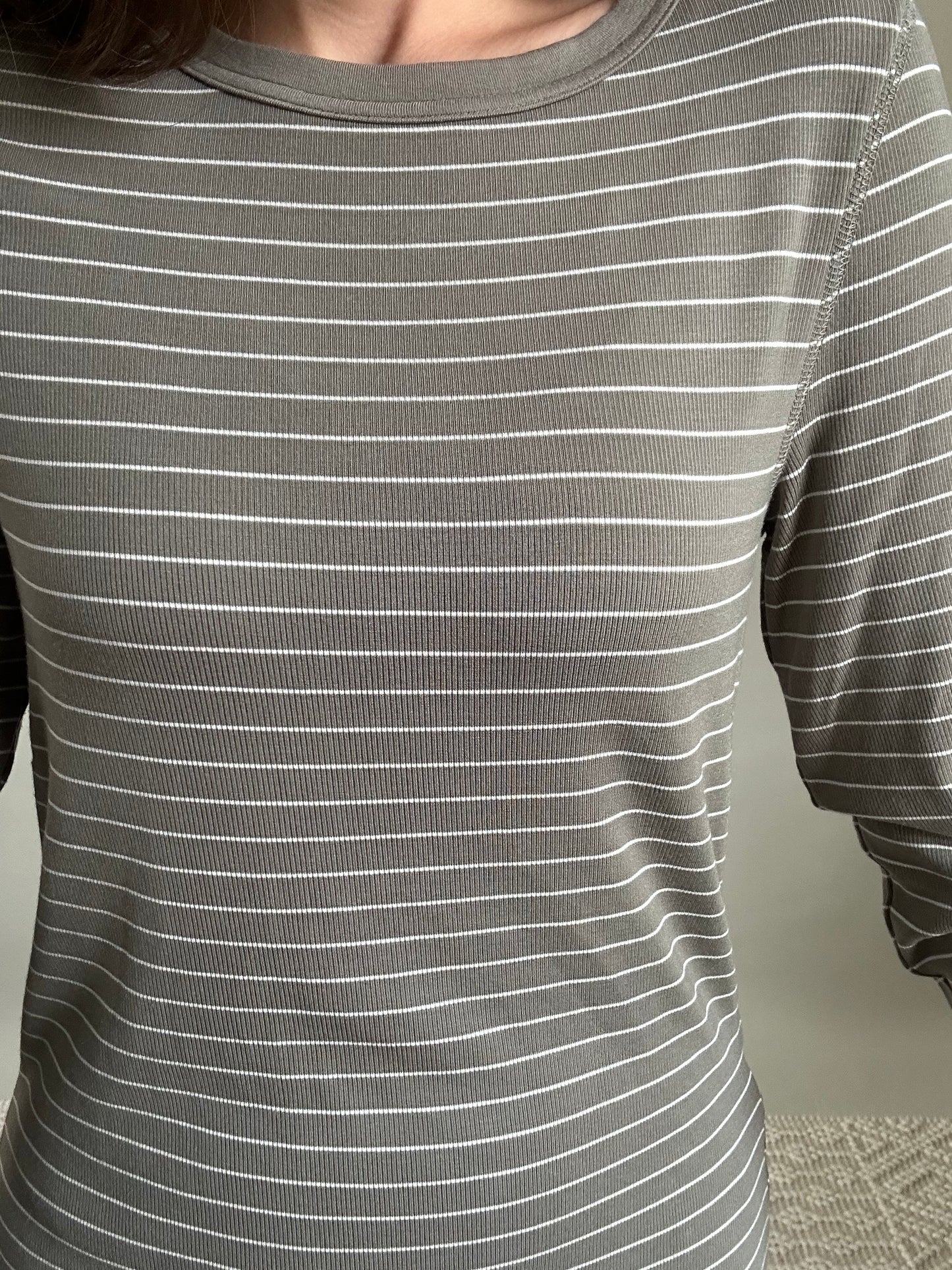 Emory Top - Olive and ivory Stripe long sleeve tee