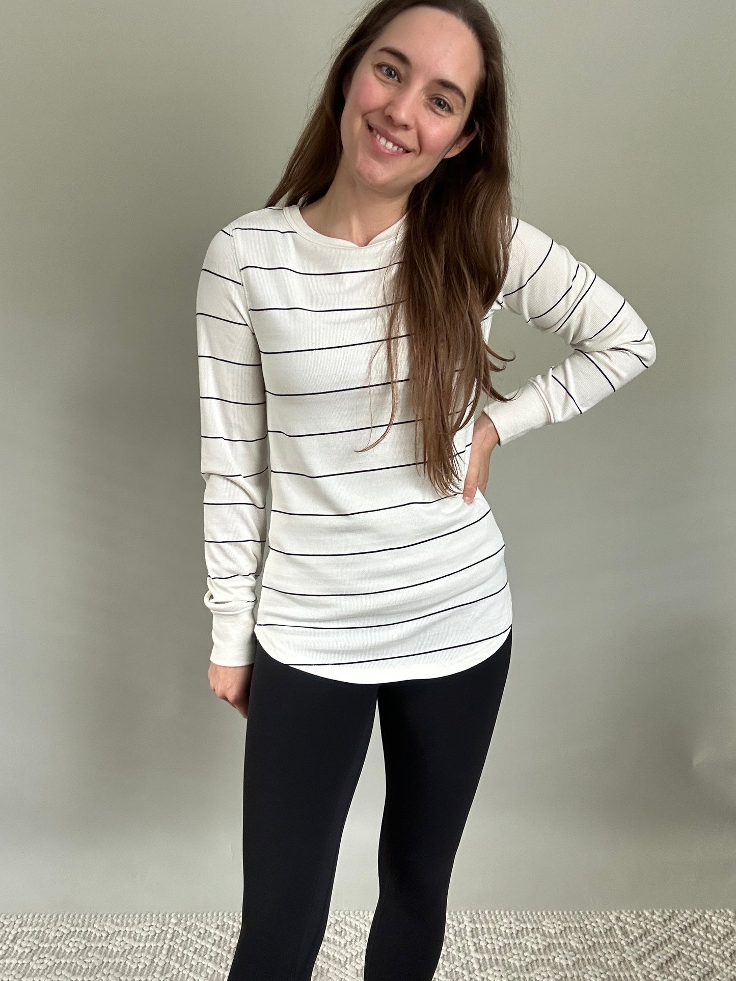 Emory Top - Black and ivory Stripe