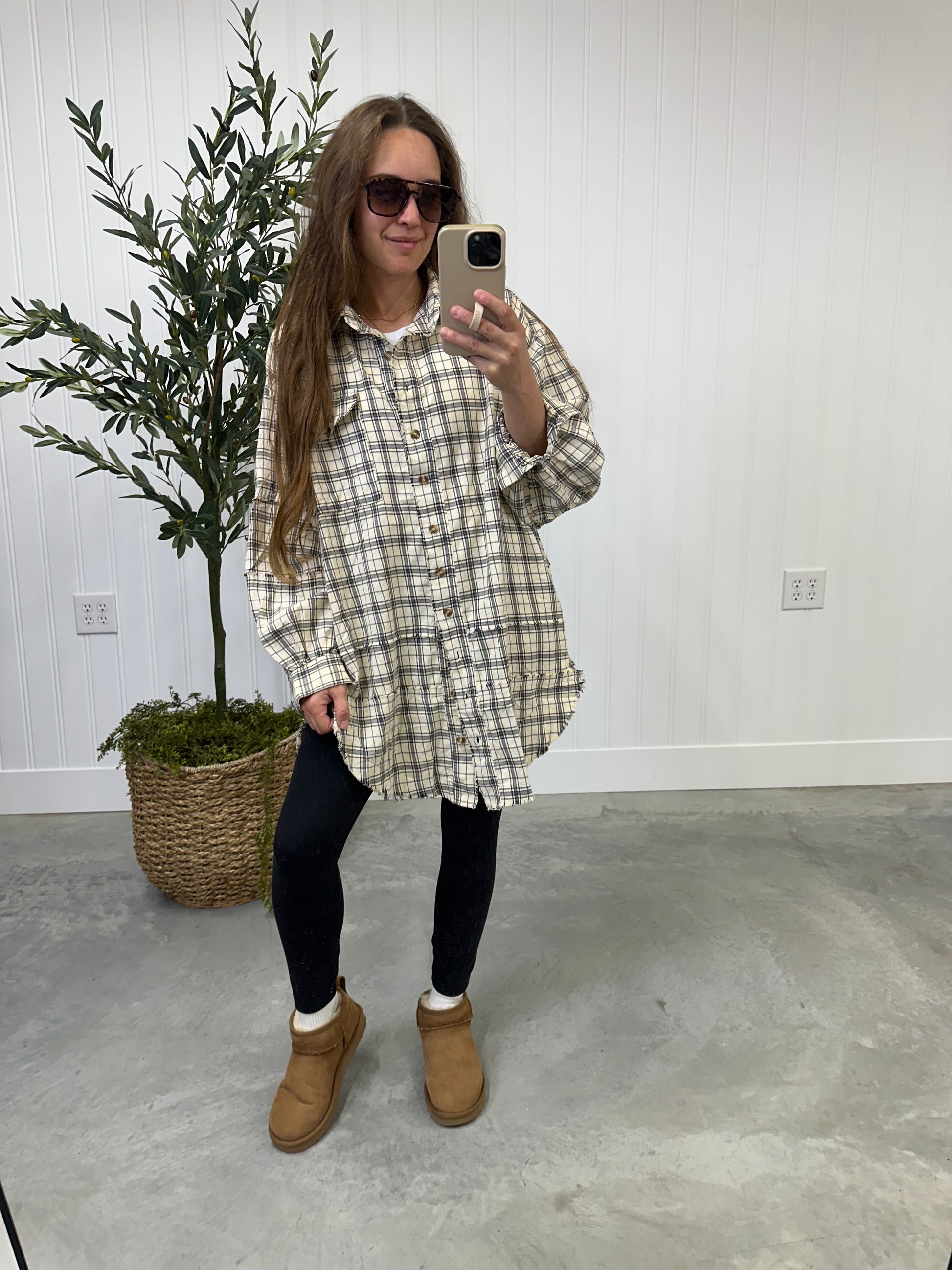 Backroads Oversized Flannel in Neutral