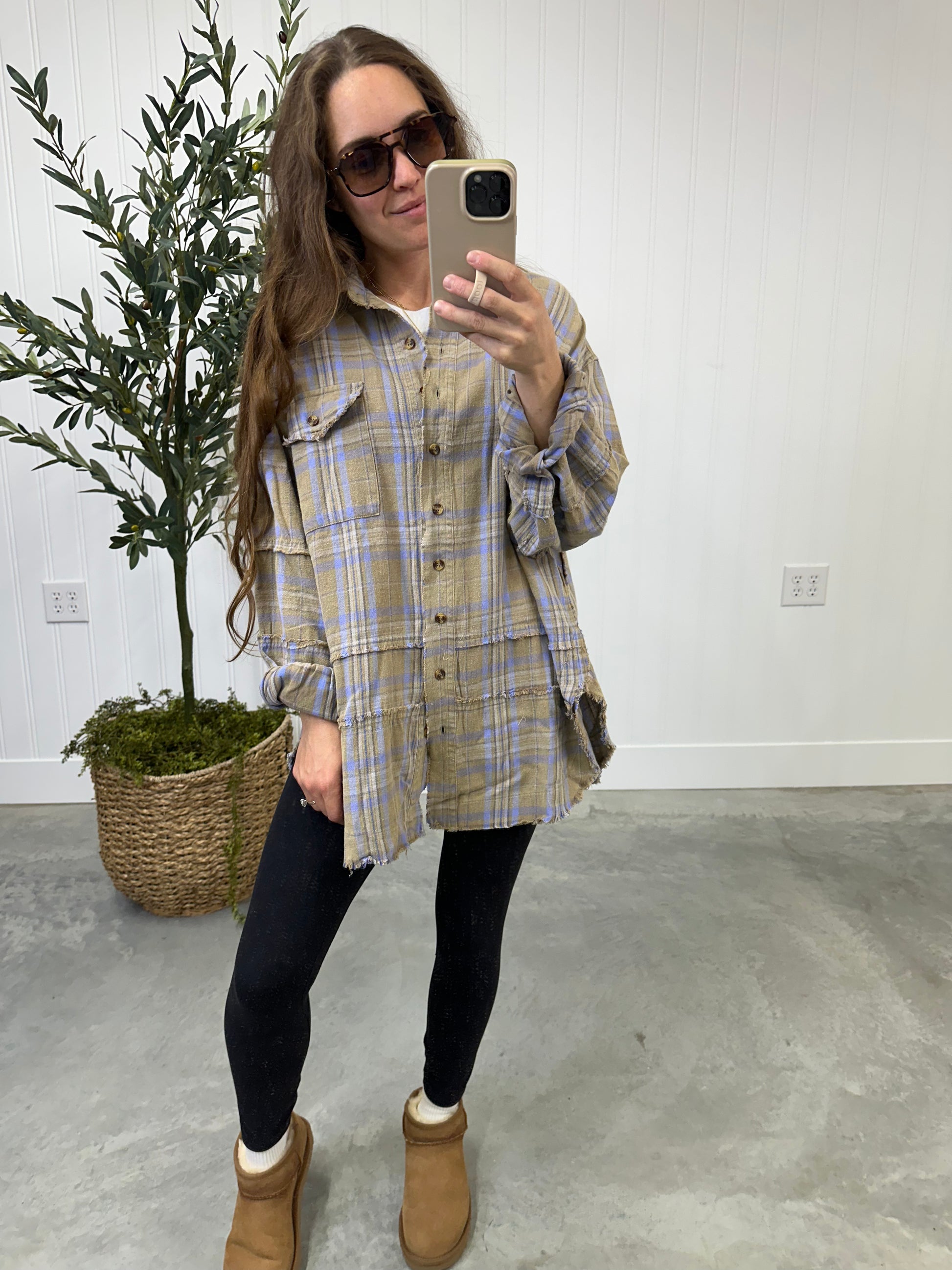 Backroads Oversized Flannel in Sage