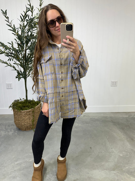 Backroads Oversized Flannel in Sage