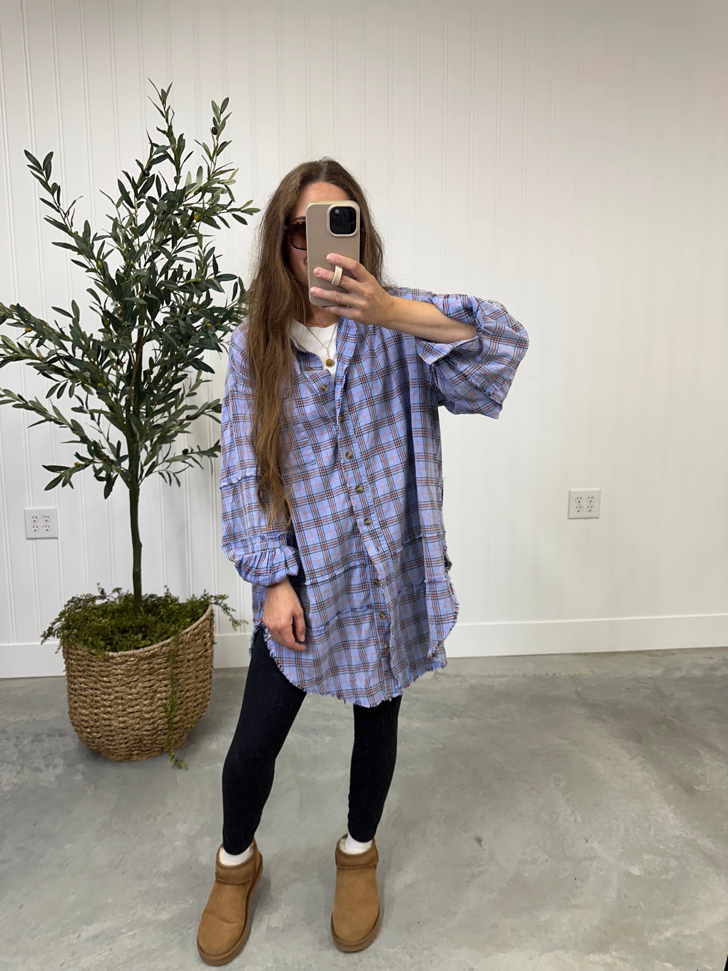 Backroads Oversized Flannel in Periwinkle