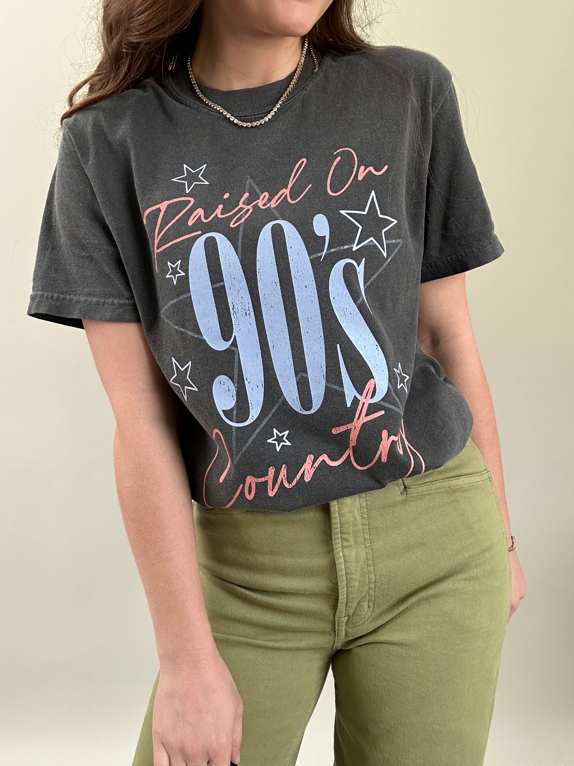 Comfort Colors Graphic Tee Raised on 90s Country Tee - Pepper