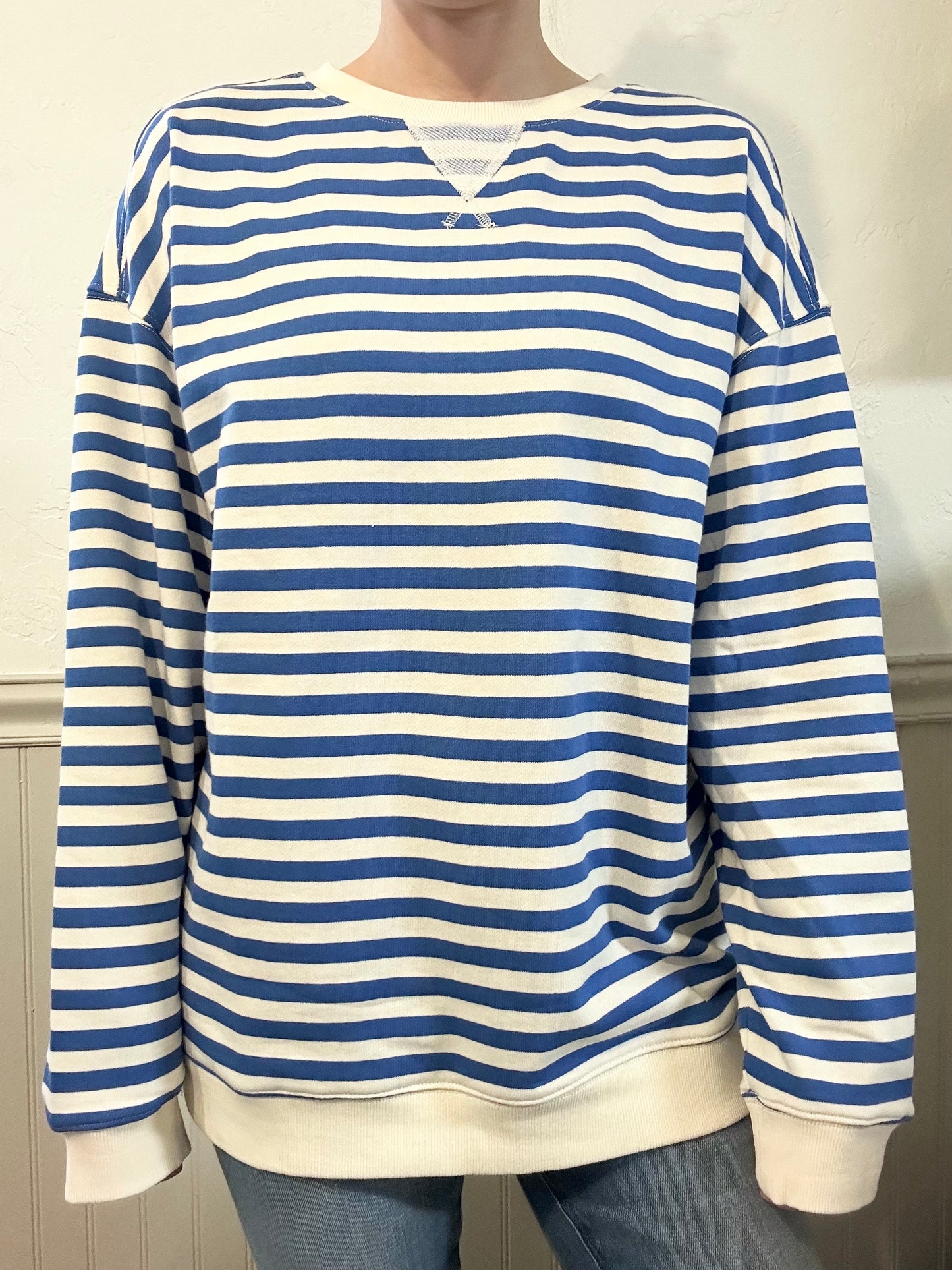 Blue & Cream Striped Pullover