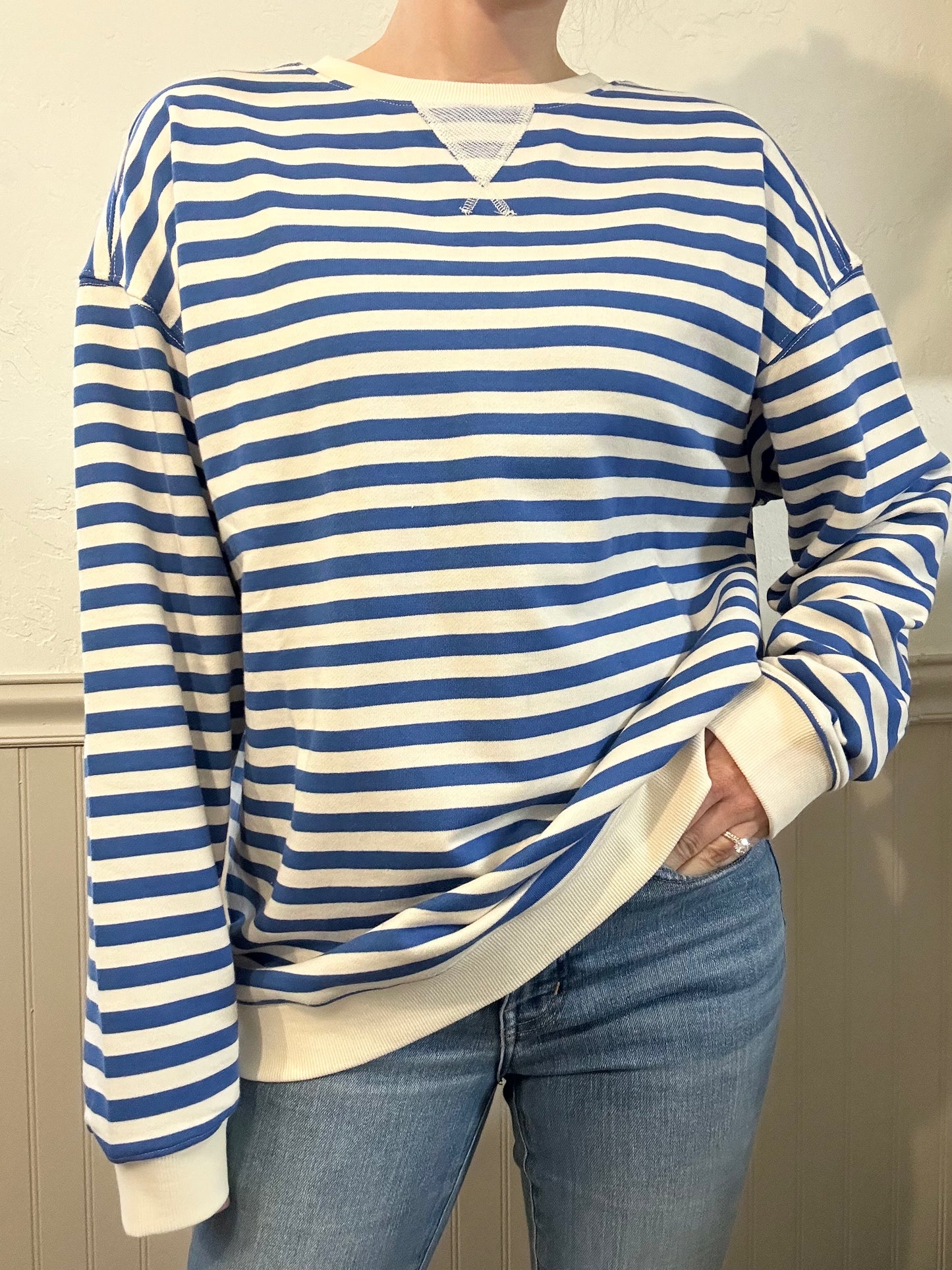 Blue & Cream Striped Pullover