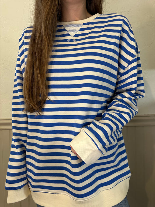 Blue & Cream Striped Pullover