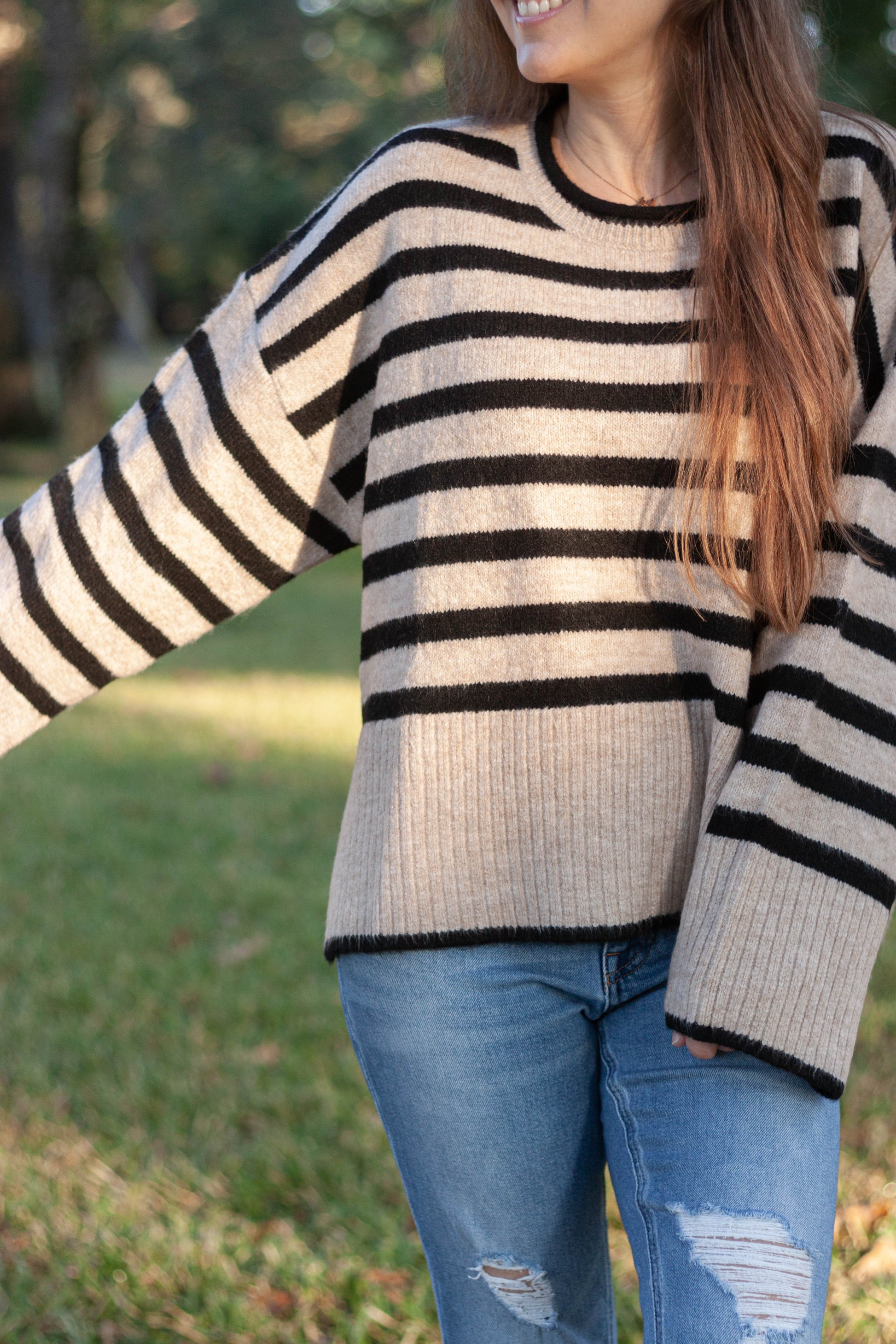 Remi Oat & Black Striped Sweater