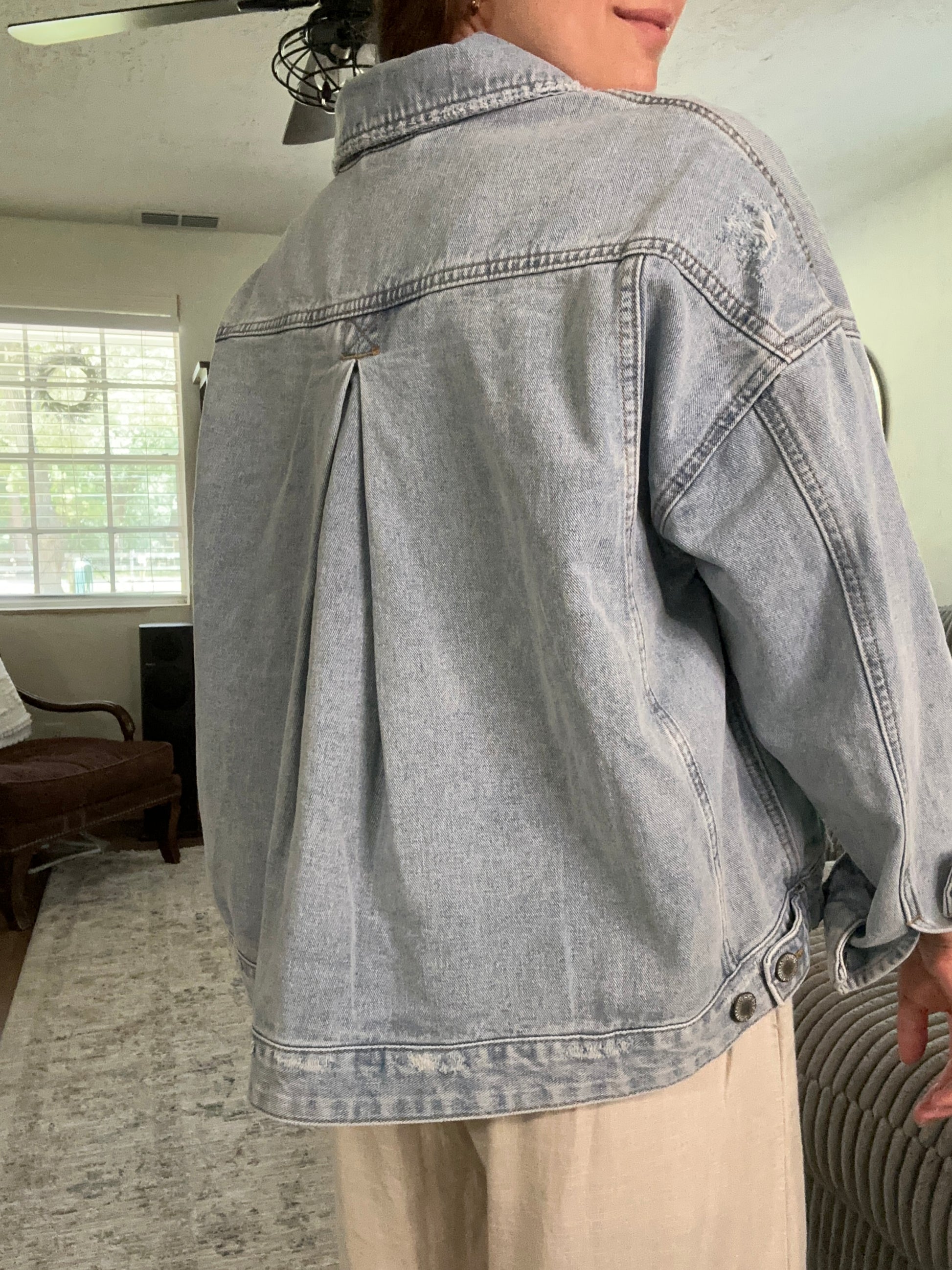 Pleated Denim Jacket