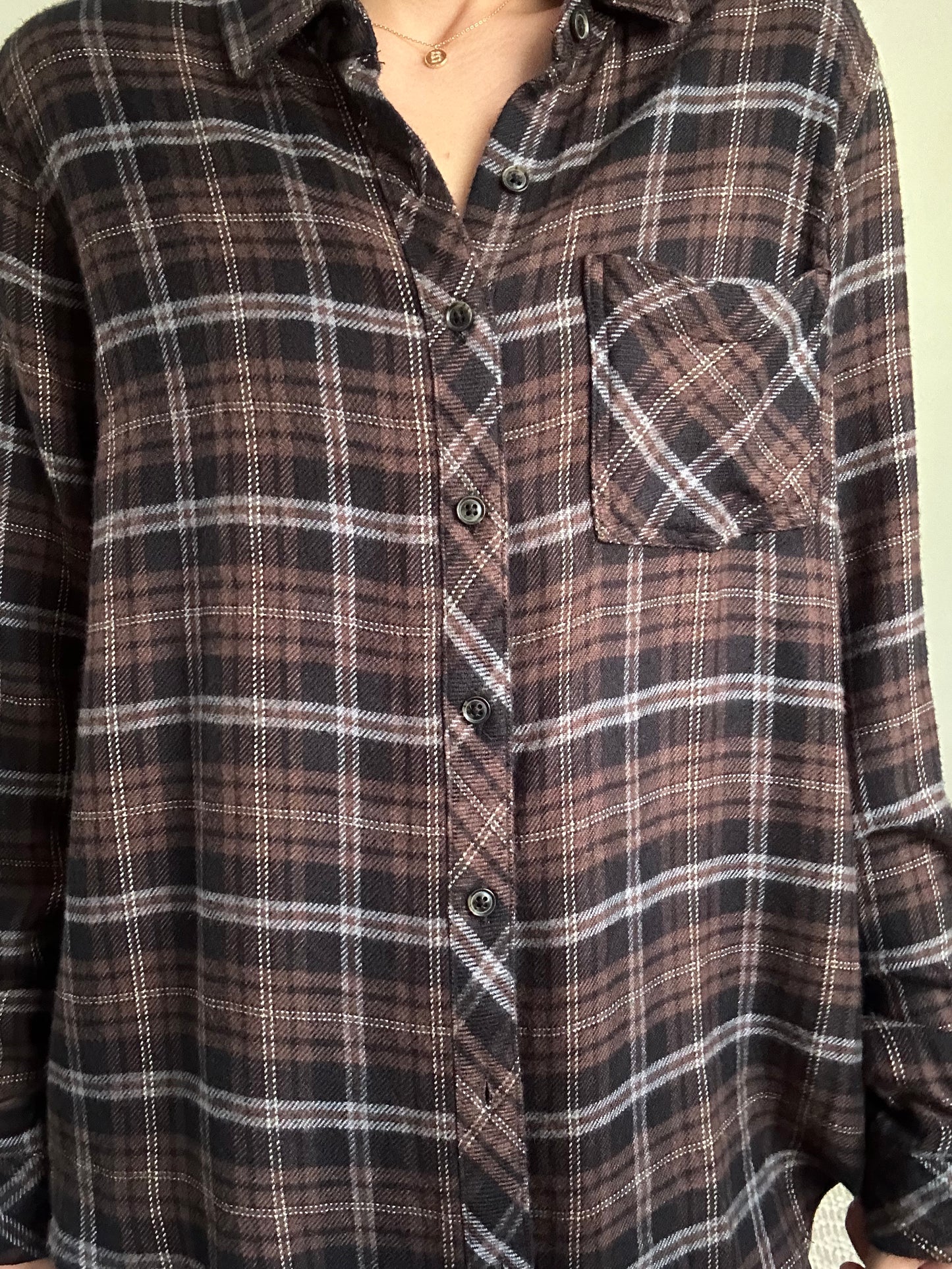 The Rowan Flannel. Black and brown soft flannel.