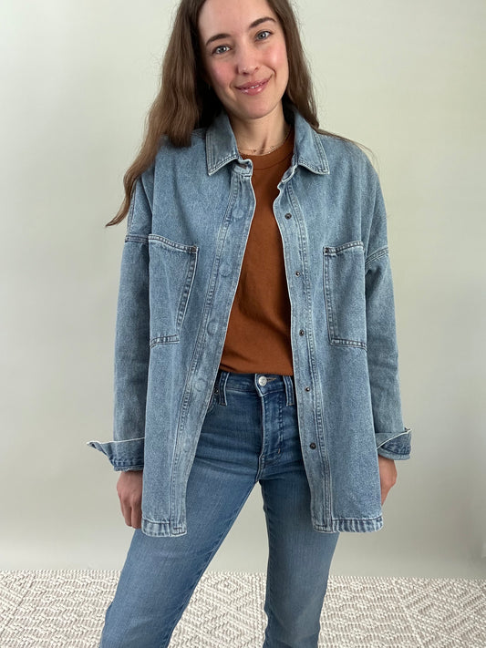 Medium Wash Oversized Denim Shacket