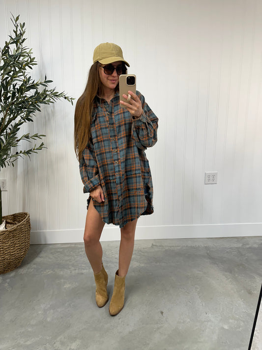 Backroads Oversized Flannel in Jade