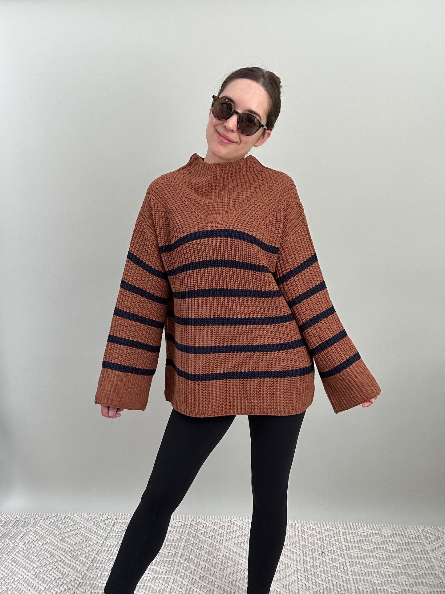 Camel & Navy Stripe Sweater