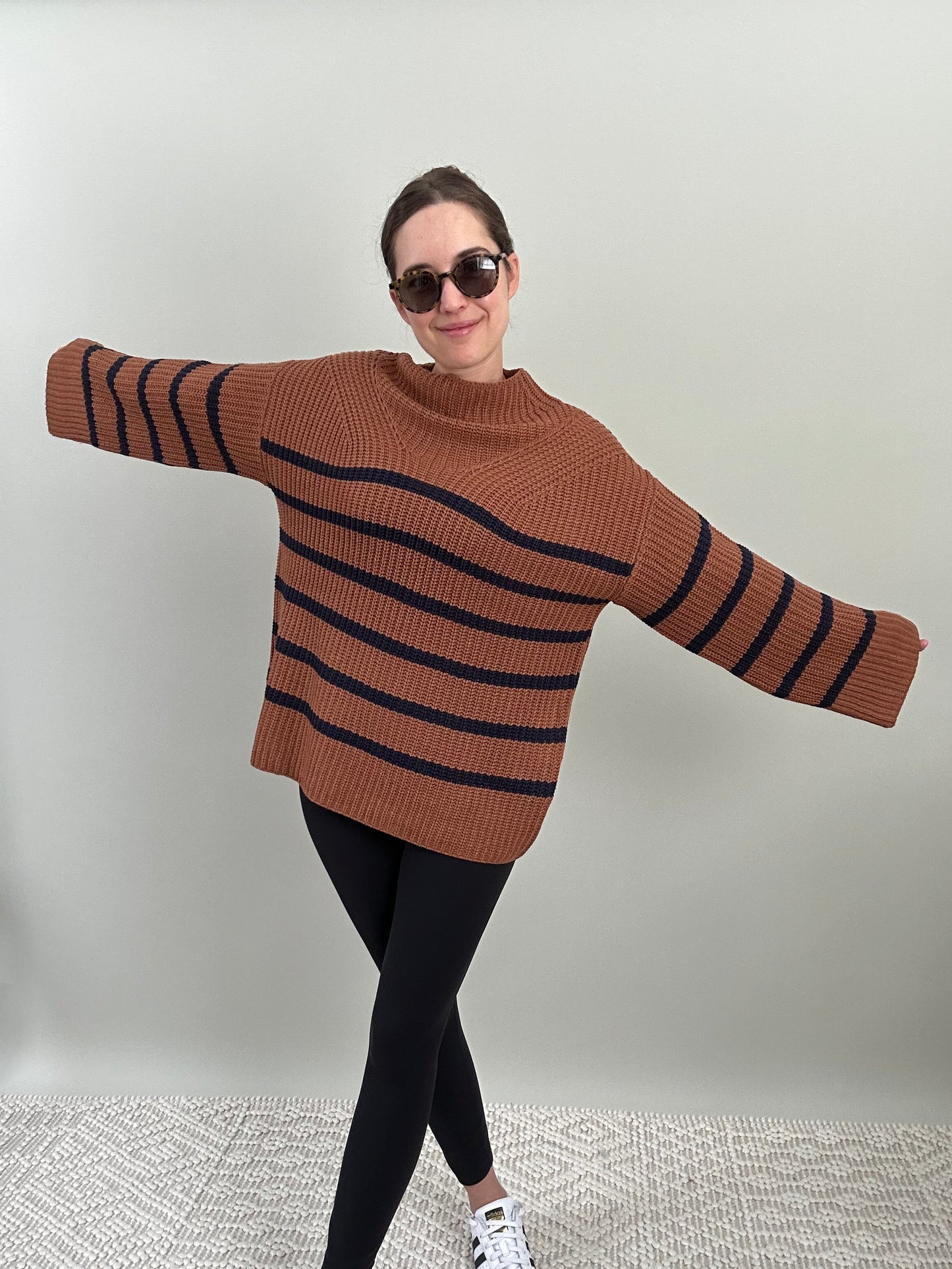Camel & Navy Stripe Sweater